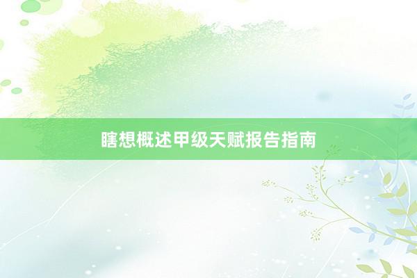 瞎想概述甲级天赋报告指南